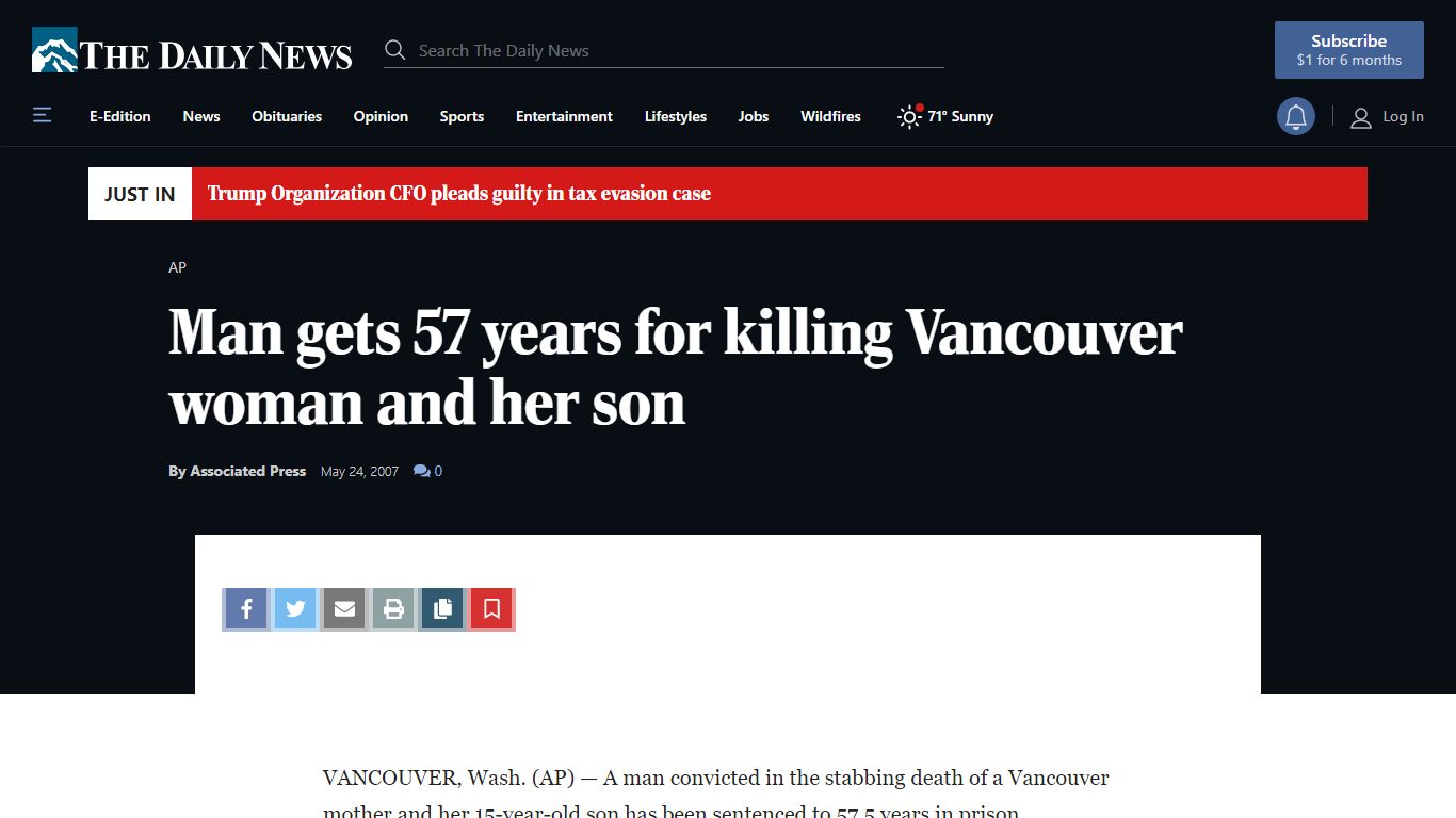 Man gets 57 years for killing Vancouver woman and her son