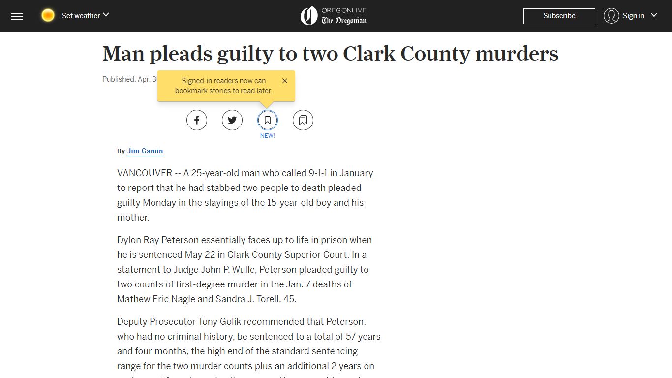 Man pleads guilty to two Clark County murders - oregonlive.com